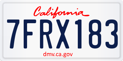 CA license plate 7FRX183