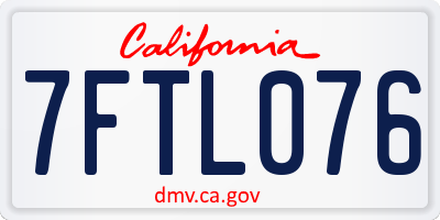 CA license plate 7FTL076