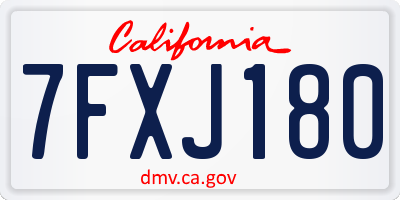 CA license plate 7FXJ180