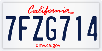 CA license plate 7FZG714