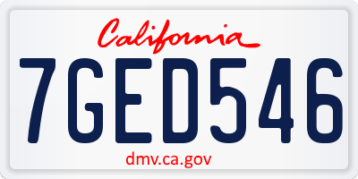 CA license plate 7GED546