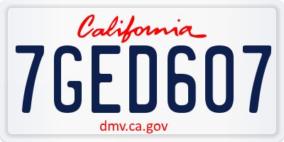 CA license plate 7GED607