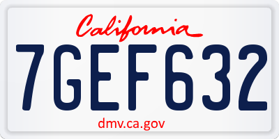 CA license plate 7GEF632