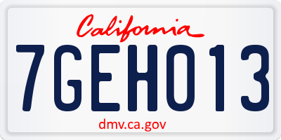 CA license plate 7GEH013