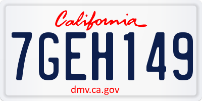 CA license plate 7GEH149