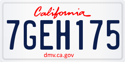 CA license plate 7GEH175