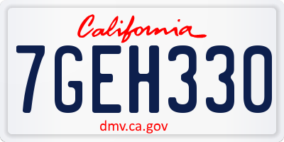 CA license plate 7GEH330