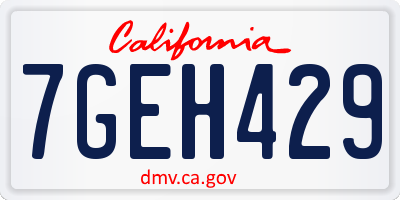 CA license plate 7GEH429