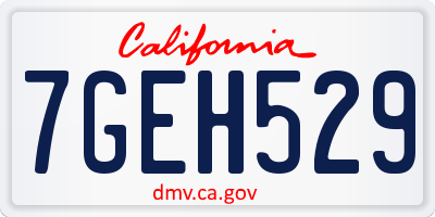 CA license plate 7GEH529