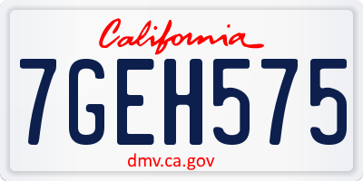 CA license plate 7GEH575