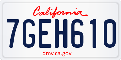 CA license plate 7GEH610