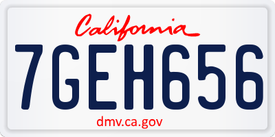 CA license plate 7GEH656