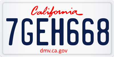 CA license plate 7GEH668