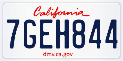 CA license plate 7GEH844