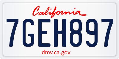 CA license plate 7GEH897