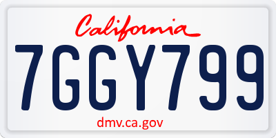 CA license plate 7GGY799