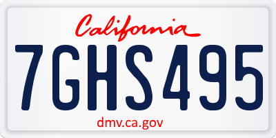CA license plate 7GHS495