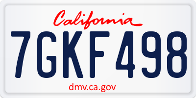 CA license plate 7GKF498