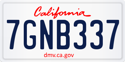 CA license plate 7GNB337