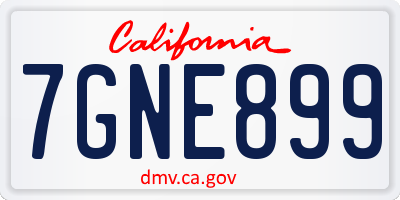 CA license plate 7GNE899