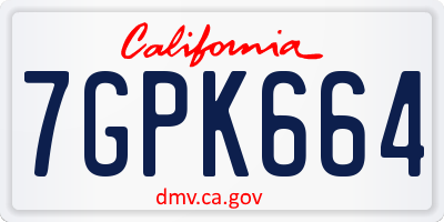 CA license plate 7GPK664