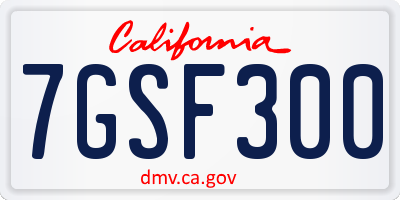 CA license plate 7GSF300
