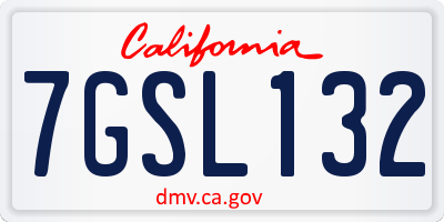 CA license plate 7GSL132