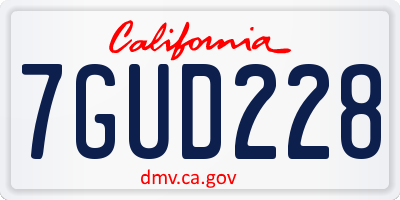 CA license plate 7GUD228