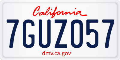 CA license plate 7GUZ057