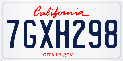 CA license plate 7GXH298
