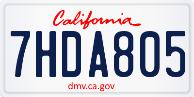 CA license plate 7HDA805