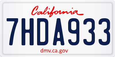 CA license plate 7HDA933