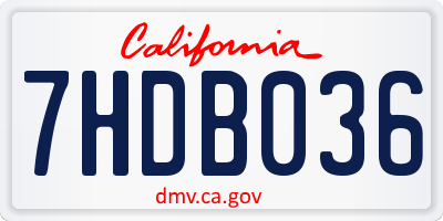 CA license plate 7HDB036