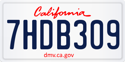 CA license plate 7HDB309