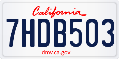 CA license plate 7HDB503
