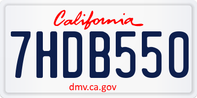 CA license plate 7HDB550