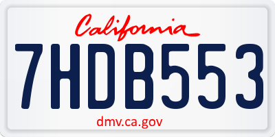 CA license plate 7HDB553
