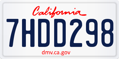 CA license plate 7HDD298