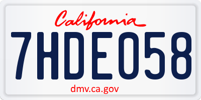 CA license plate 7HDE058