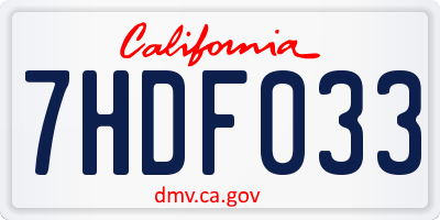 CA license plate 7HDF033