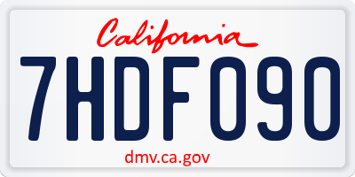 CA license plate 7HDF090