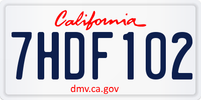 CA license plate 7HDF102