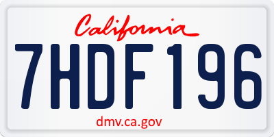 CA license plate 7HDF196