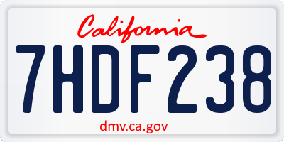 CA license plate 7HDF238