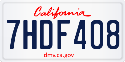 CA license plate 7HDF408