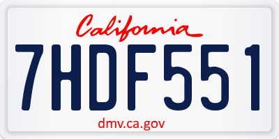 CA license plate 7HDF551