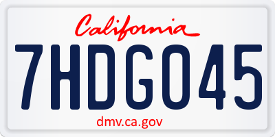 CA license plate 7HDG045