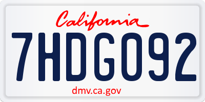 CA license plate 7HDG092