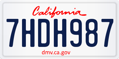 CA license plate 7HDH987