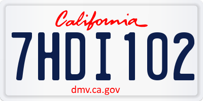 CA license plate 7HDI102